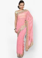 Mrignain Chiffon Pink Embroidered Saree