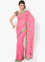 Mrignain Chiffon Pink Embroidered Saree