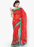 Mrignain Chiffon Red Embroidered Saree