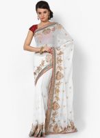Mrignain Chiffon White Embroidered Saree