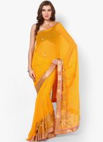 Mrignain Chiffon Yellow Embroidered Saree