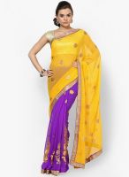 Mrignain Chiffon Yellow Embroidered Saree