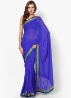 Mrignain Georgette Blue Solid Saree