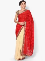 Mrignain Georgette Red Saree