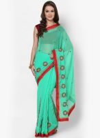 Mrignain Green Embroidered Saree