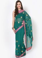 Mrignain Green Embroidered Saree