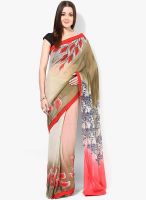 Mrignain Green Printed Chiffon Saree