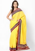Mrignain Jacquard Yellow Embellished Saree