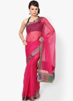 Mrignain Net Pink Embroidered Saree