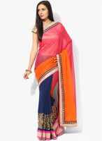 Mrignain Orange Printed Georgette Saree