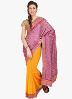Mrignain Purple Printed Chiffon Saree