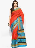 Mrignain Red Printed Silk Blend Saree