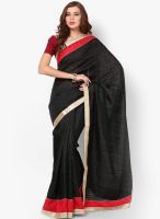 Mrignain Silk Blend Black Embroidered Saree