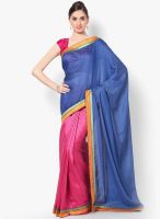 Mrignain Silk Blend Blue Embroidered Saree