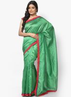 Mrignain Silk Blend Green Embroidered Saree
