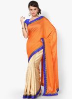 Mrignain Silk Blend Orange Embroidered Saree