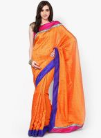 Mrignain Silk Blend Orange Saree