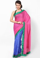 Mrignain Silk Blend Pink Embroidered Saree