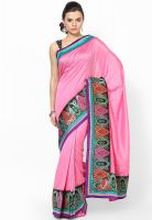 Mrignain Silk Blend Pink Embroidered Saree