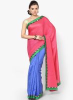 Mrignain Silk Blend Pink Embroidered Saree