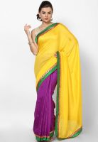 Mrignain Silk Blend Yellow Embroidered Saree
