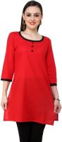 Pannkh Casual Solid Women's Kurti(Red)