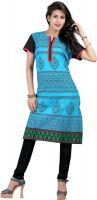 Parisha Casual Printed Women's Kurti(Blue, Black)