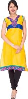 Pavechas Casual Self Design Women's Kurti(Yellow)