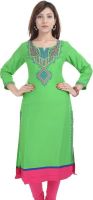 Prakhya Casual Embroidered Women's Kurti(Green)