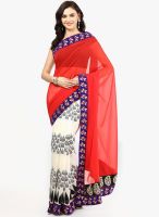 RCPC Cream Printed Chiffon Saree