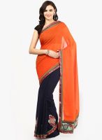 RCPC Orange Printed Georgette Saree