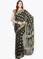 Rang Banarasi Chiffon Silk Multi Zari Resham Work Banarasi Black Saree