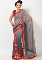 Sahiba Embroidered Chiffon Grey Lehengas Saree