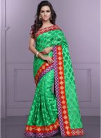 Saree Mall Green Embroidered Saree