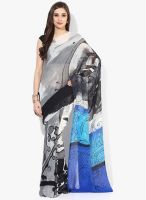 Satya Paul Grey Printed Georgette Saree