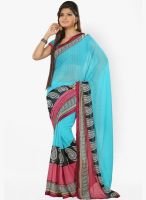 Silk Bazar Blue Embroidered Saree