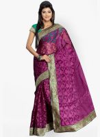 Silk Bazar Purple Embroidered Saree