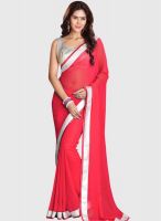 Sourbh Sarees Peach Faux Georgette Designer Saree