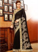 Touch Trends Black Embroidered Saree