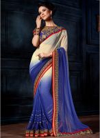 Touch Trends Blue Embroidered Saree