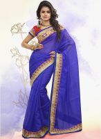 Touch Trends Blue Embroidered Saree