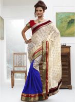 Touch Trends Cream Embellished Saree