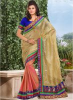 Touch Trends Cream Embroidered Saree