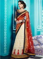 Touch Trends Cream Embroidered Saree