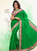 Touch Trends Green Embroidered Saree