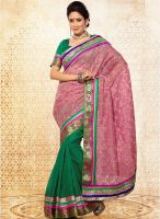 Touch Trends Green Embroidered Saree