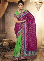 Touch Trends Green Embroidered Saree