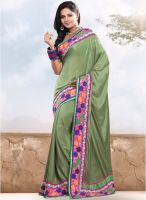 Touch Trends Green Embroidered Saree