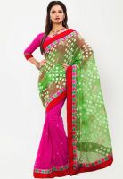 Touch Trends Magenta Embroidered Saree