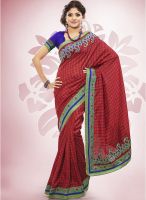 Touch Trends Maroon Embroidered Saree